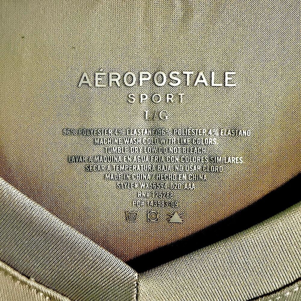 Aeropostale Sport Tan Khaki V-Neck Performance Tee Women’s L NWOT - Picture 3 of 5